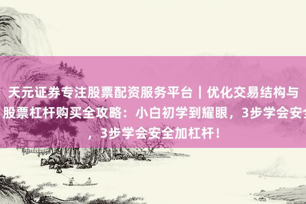 天元证券专注股票配资服务平台｜优化交易结构与资金管理 股票杠杆购买全攻略：小白初学到耀眼，3步学会安全加杠杆！