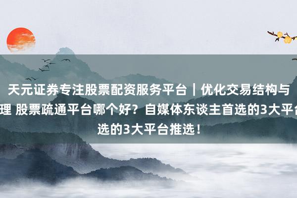 天元证券专注股票配资服务平台｜优化交易结构与资金管理 股票疏通平台哪个好？自媒体东谈主首选的3大平台推选！