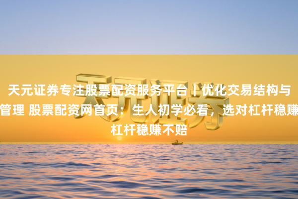 天元证券专注股票配资服务平台｜优化交易结构与资金管理 股票配资网首页：生人初学必看，选对杠杆稳赚不赔