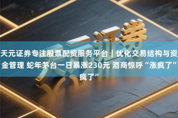 天元证券专注股票配资服务平台｜优化交易结构与资金管理 蛇年茅台一日暴涨230元 酒商惊呼“涨疯了”
