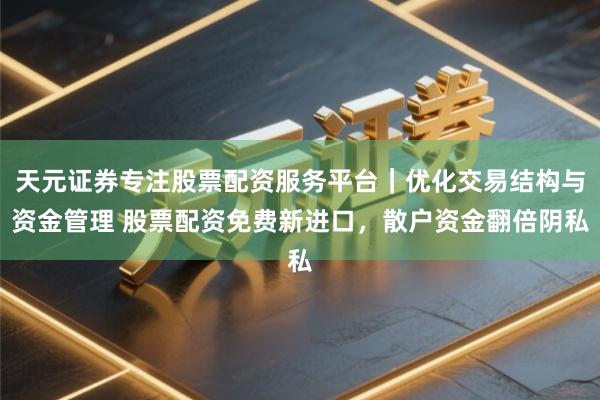 天元证券专注股票配资服务平台｜优化交易结构与资金管理 股票配资免费新进口，散户资金翻倍阴私