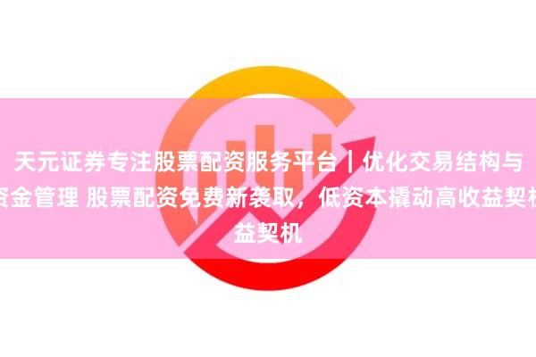 天元证券专注股票配资服务平台｜优化交易结构与资金管理 股票配资免费新袭取，低资本撬动高收益契机