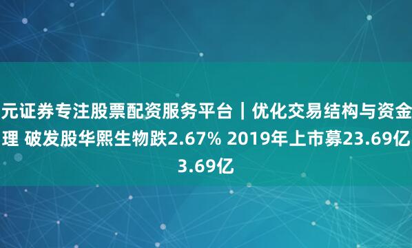 天元证券专注股票配资服务平台｜优化交易结构与资金管理 破发股华熙生物跌2.67% 2019年上市募23.69亿
